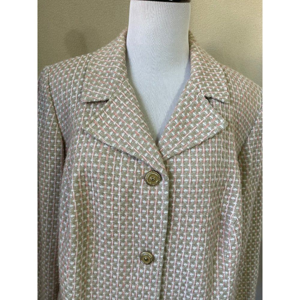 Courtenay Vintage Tan Thread Weaved Long Sleeve 3-Button Front Blazer Jacket - Picture 2 of 10